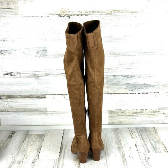 Marc Fisher Women’s 5 Tan Garalyn Suede Over-the-Knee Boots Block Heel NEW - Picture 4 of 9